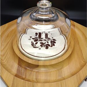 Vintage Cheese and Cracker Serving Platter with Glass Dome